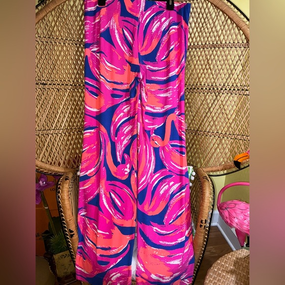 Lilly Pulitzer Georgia May Palazzo Pants Size L Blume Plume - Picture 9 of 10